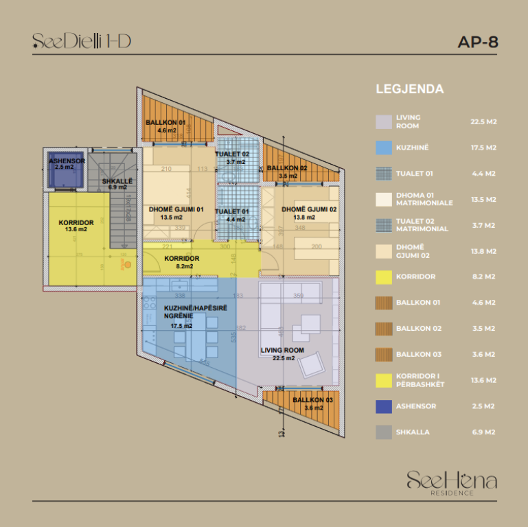 For sale: 2+1+2 apartment at SeeHëna Residence.
