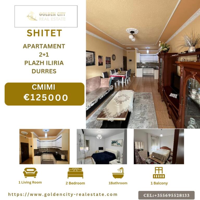 Vendesi appartamento 2+1 Spiaggia Iliria Durazzo