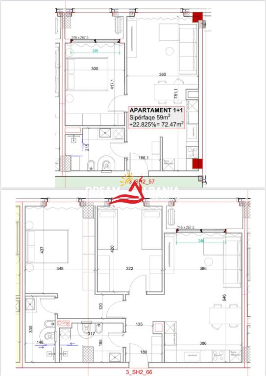 2 Appartamenti 1+1 in vendita a Kodra e Priftit, vicino alla Villa di Bamir Topi (ID 4111954)
