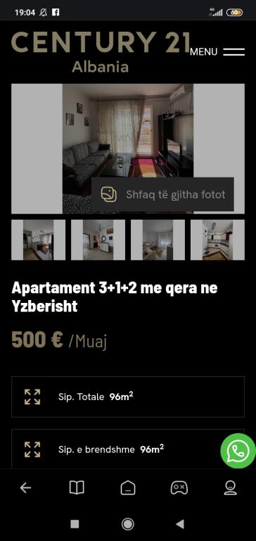 Apartment 3+1+2 for rent in Yzberisht.