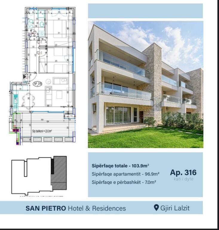 2+1 apartment for sale in Gjiri i Lalezit, at San Pietro Residence Durres (ID 41211661)