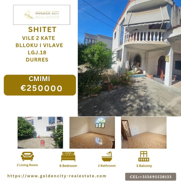 Super two-story villa for sale in Durres.