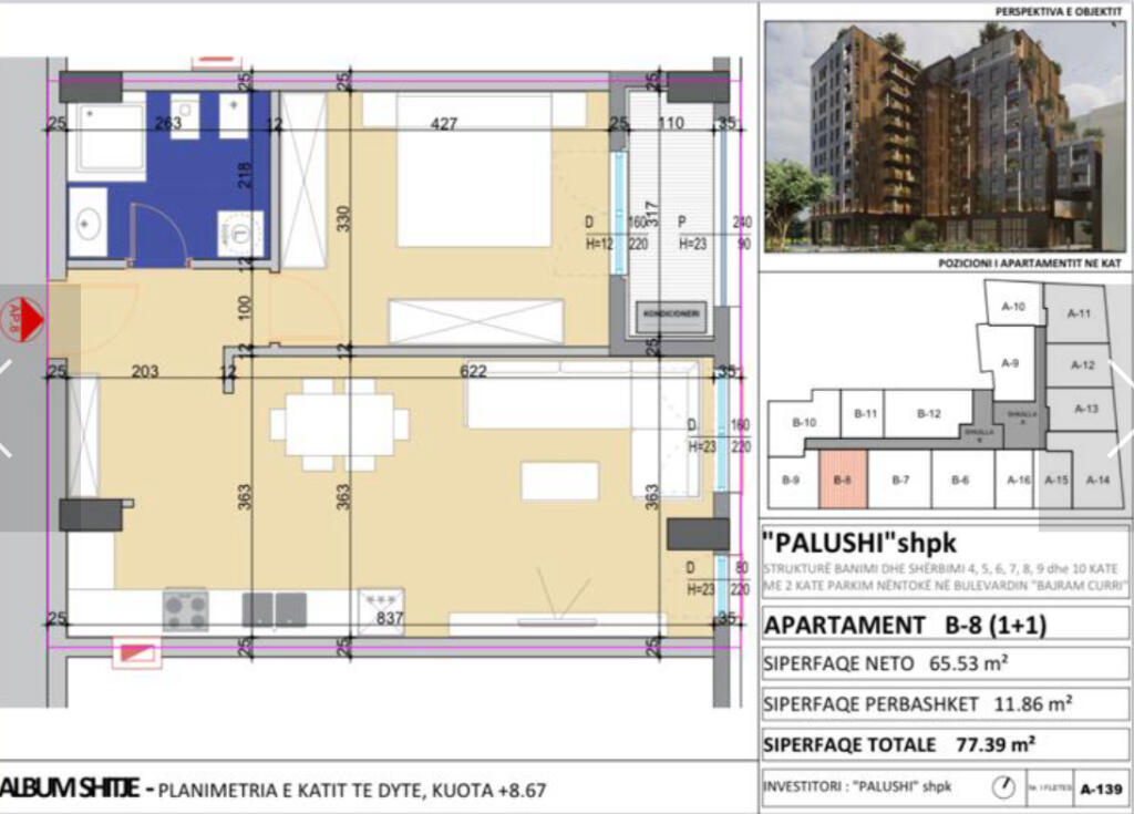 Shitet apartament 1+1 prane Maternitetit te ri