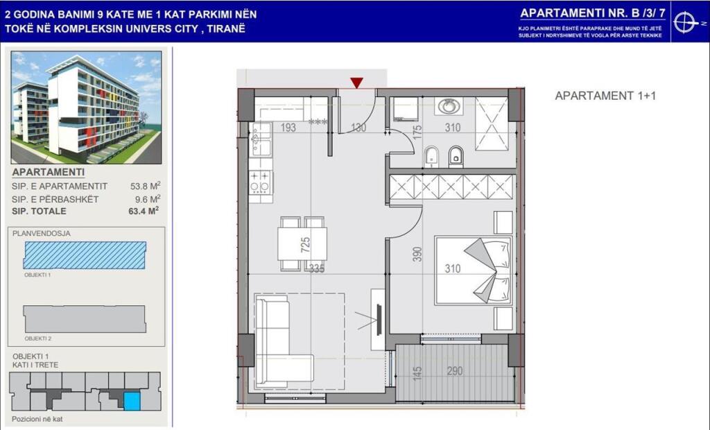 For sale apartment 1+1 at Univers City, ready for living