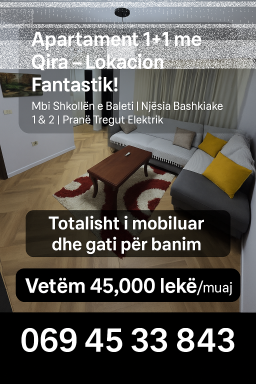 1+1 Apartment for rent above the Ballet School