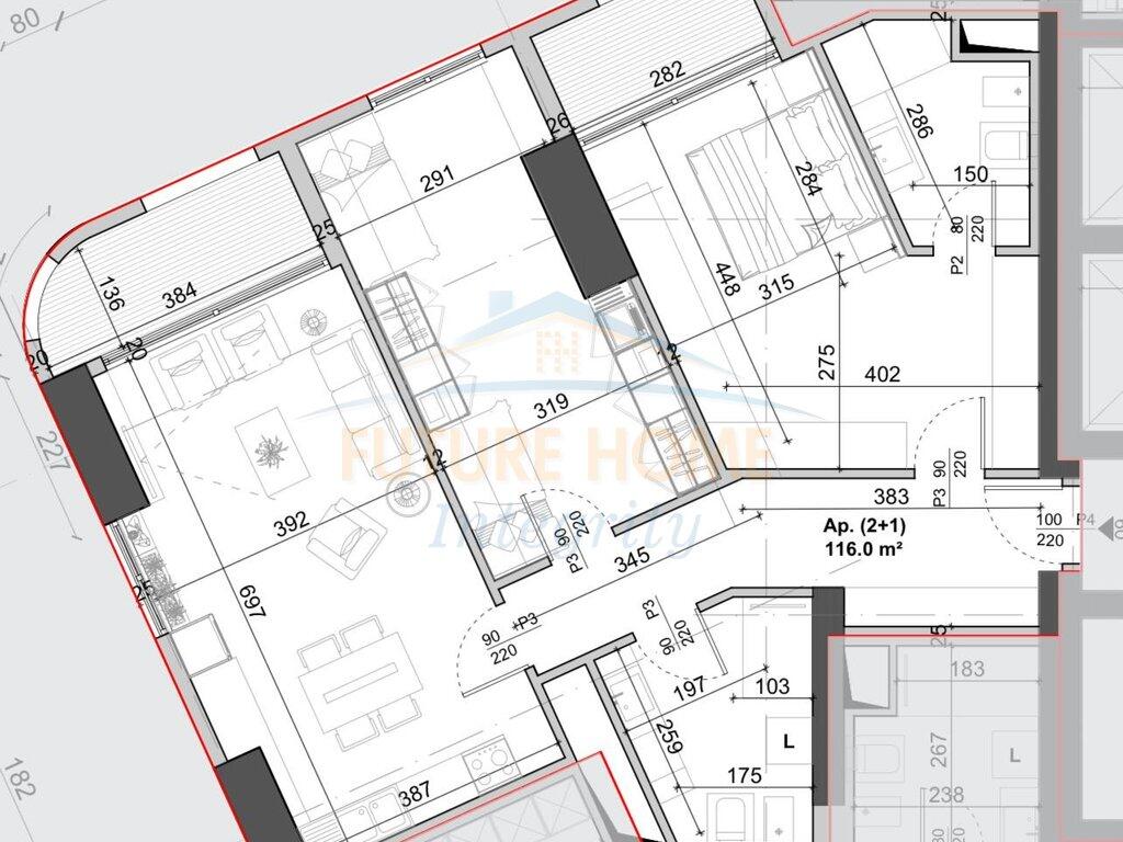 For sale, Apartment 2+1+2, Bazaar Gate, Tirana.
