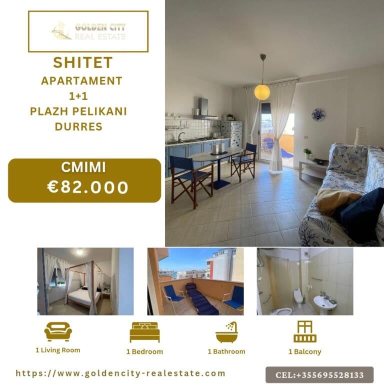 In vendita Appartamento 1+1 | Spiaggia, Pelikani – Durrës