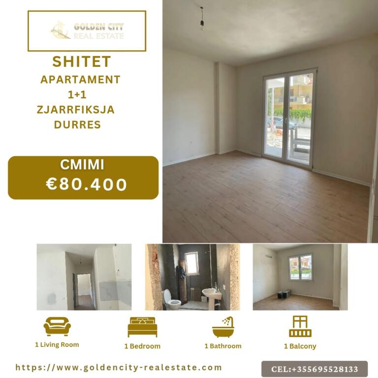 Shitet Apartament 1+1 – Ndërtim i Ri – Pranë Zjarrfikëses, Durrës