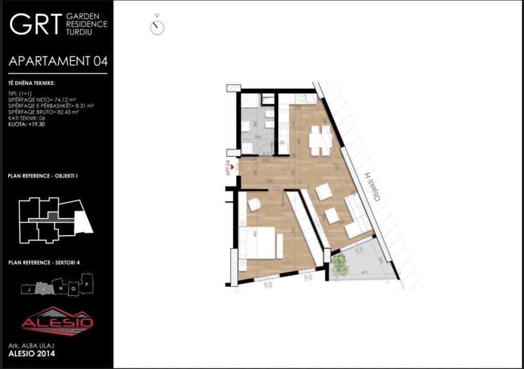 Tirana, apartment for sale 1+1+1 balcony Floor 6, 83 m² (aviation field (turdiu))