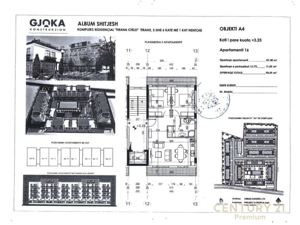 Appartamento 2+1 in vendita nella residenza Tirana Cielo a Mjull Bathore vicino a TEG