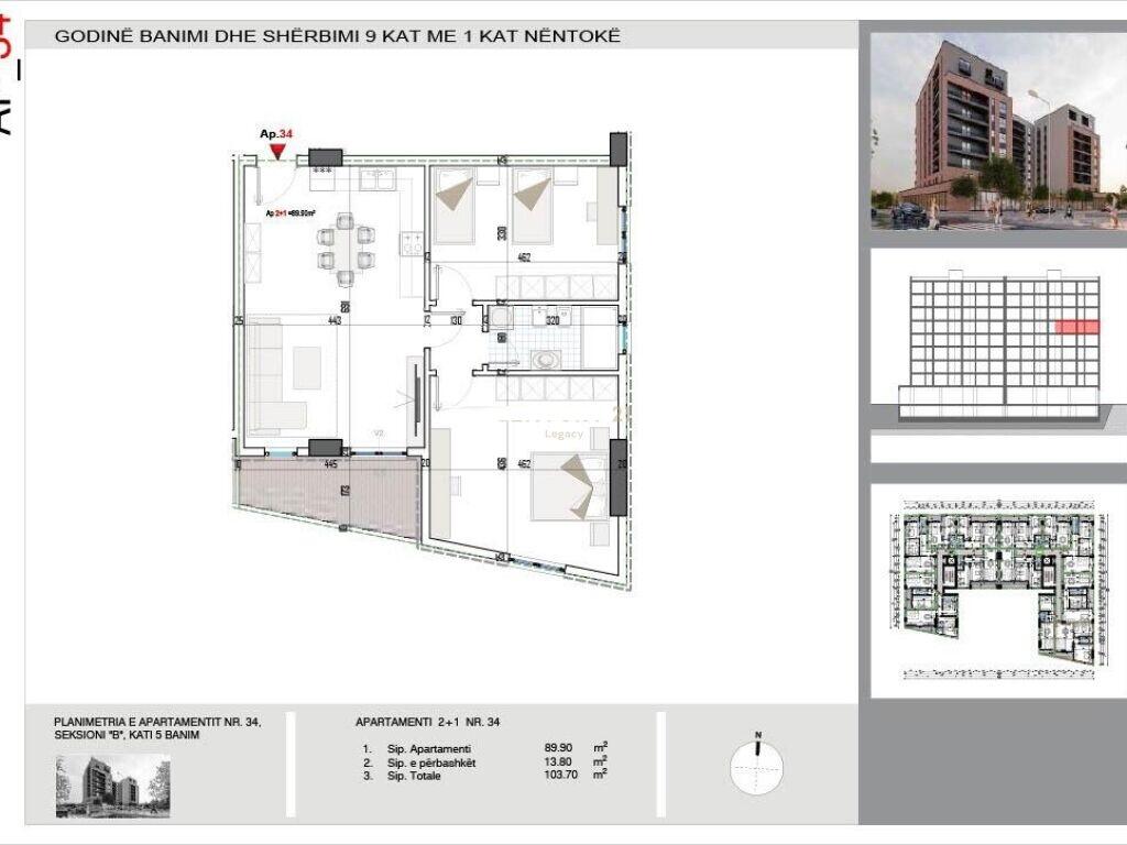 Apartament 2+1 për Shitje në fund të Bulevardit të Ri, Paskuqan