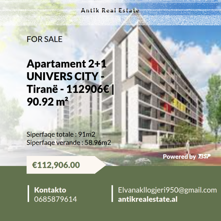 FOR SALE APARTMENT 2+1 "UNIVERS CITY"