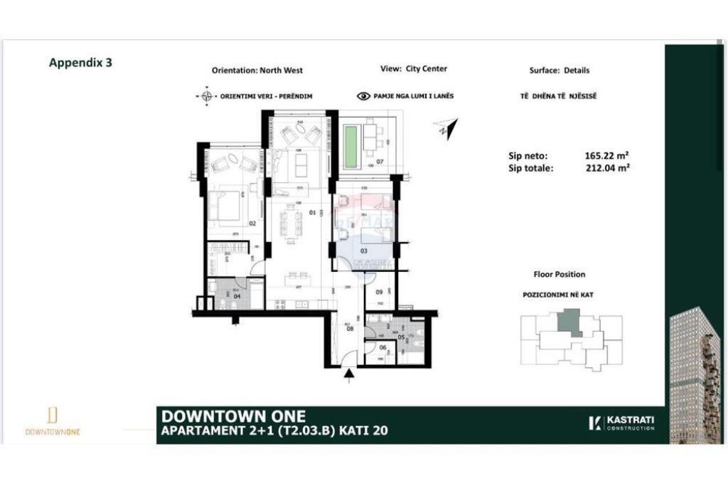 FOR SALE APARTMENT 2+1+2 AT DOWNTOWN 1