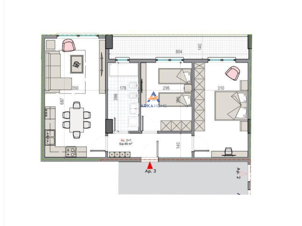 SHITET APARTAMENT 2+1+BALLKON " BULEVARDI NENE TEREZA NE KAMEZ"