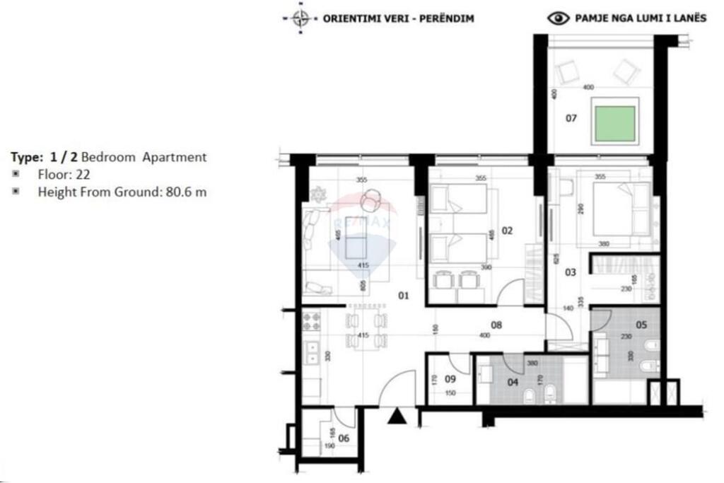 SHITET APARTAMENT 2+1 TEK DOWNTOWN 1