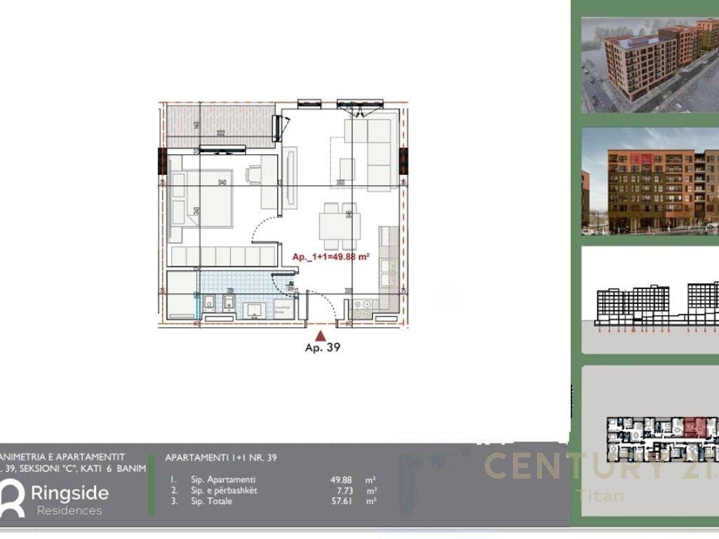Apartament 1+1 për shitje në Ringside!