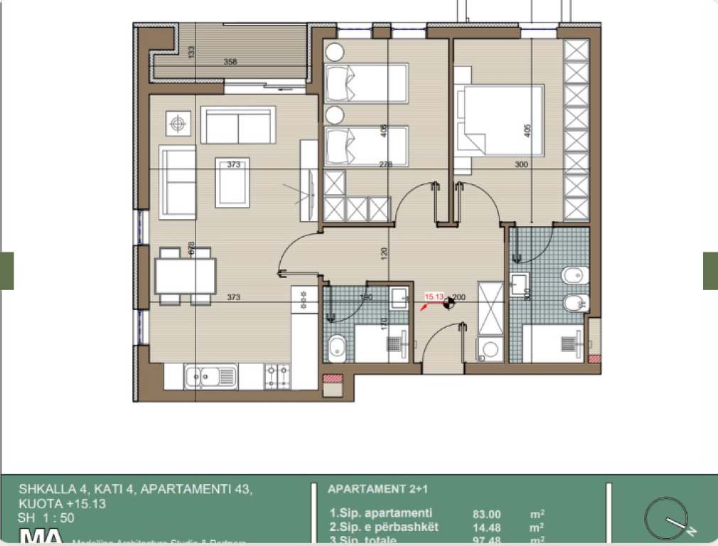 Appartamento 2+1+2 in Vendita a Kamëz Viale Nene Tereza