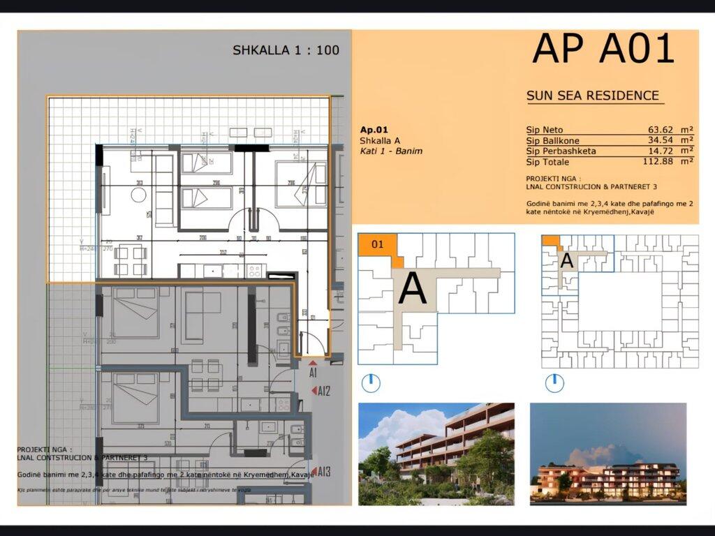 IN VENDITA APPARTAMENTO 2+1+Veranda NELLA NUOVA RESIDENZA A GOLEM, SUN SEA RESIDENCE!! POSSIBILITÀ DI PAGAMENTO A RATE!!