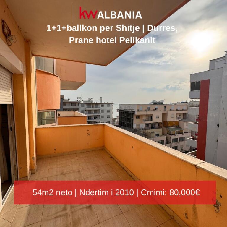 Shitet apartament 1+1 me ballkon, Durrës – përballë Hotel Pelikani