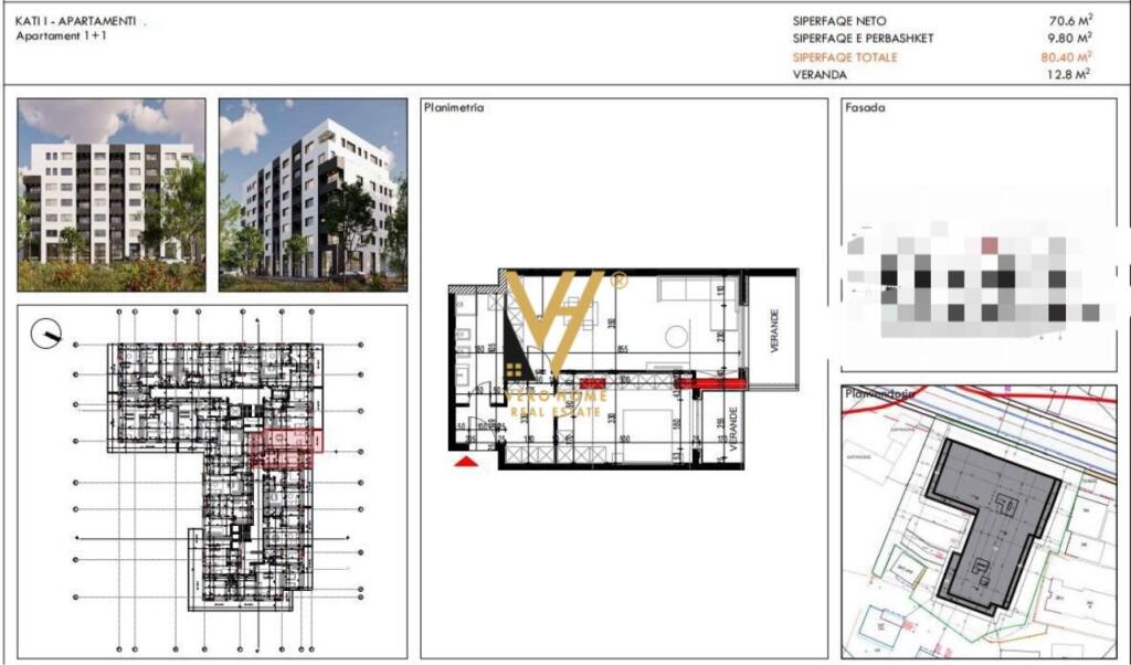 VENDESI APPARTAMENTO 1+1+BLK IN PLATINIUM 2, PASKUQAN 87.000 EURO