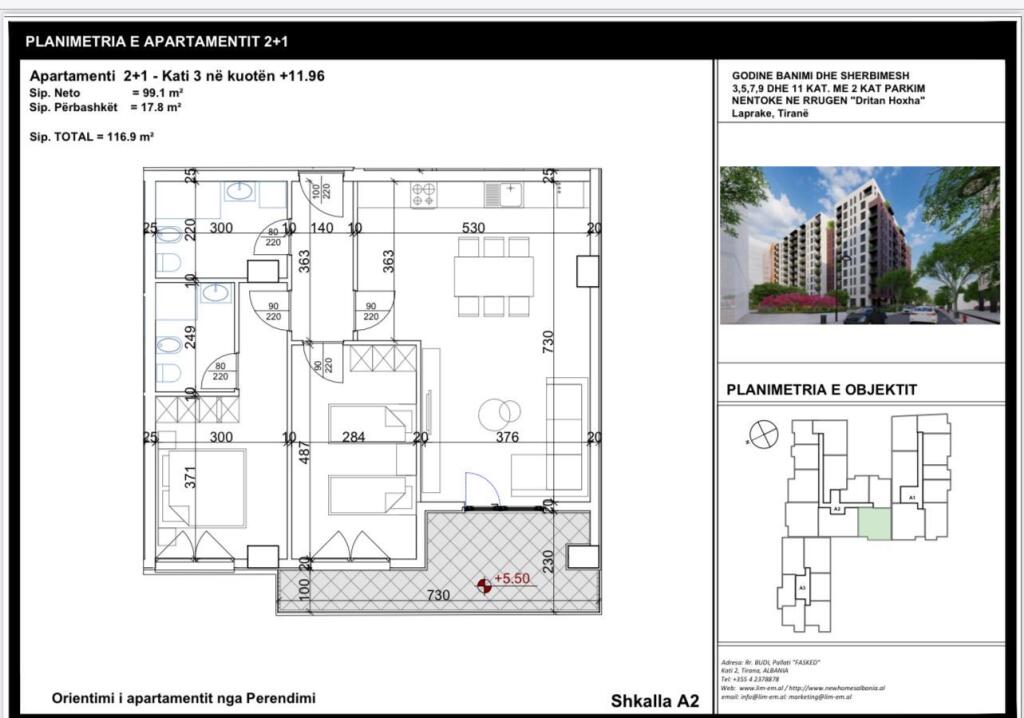 Shitet apartament 2+1+2 tek Kompleksi Aura , rr Dritan Hoxha