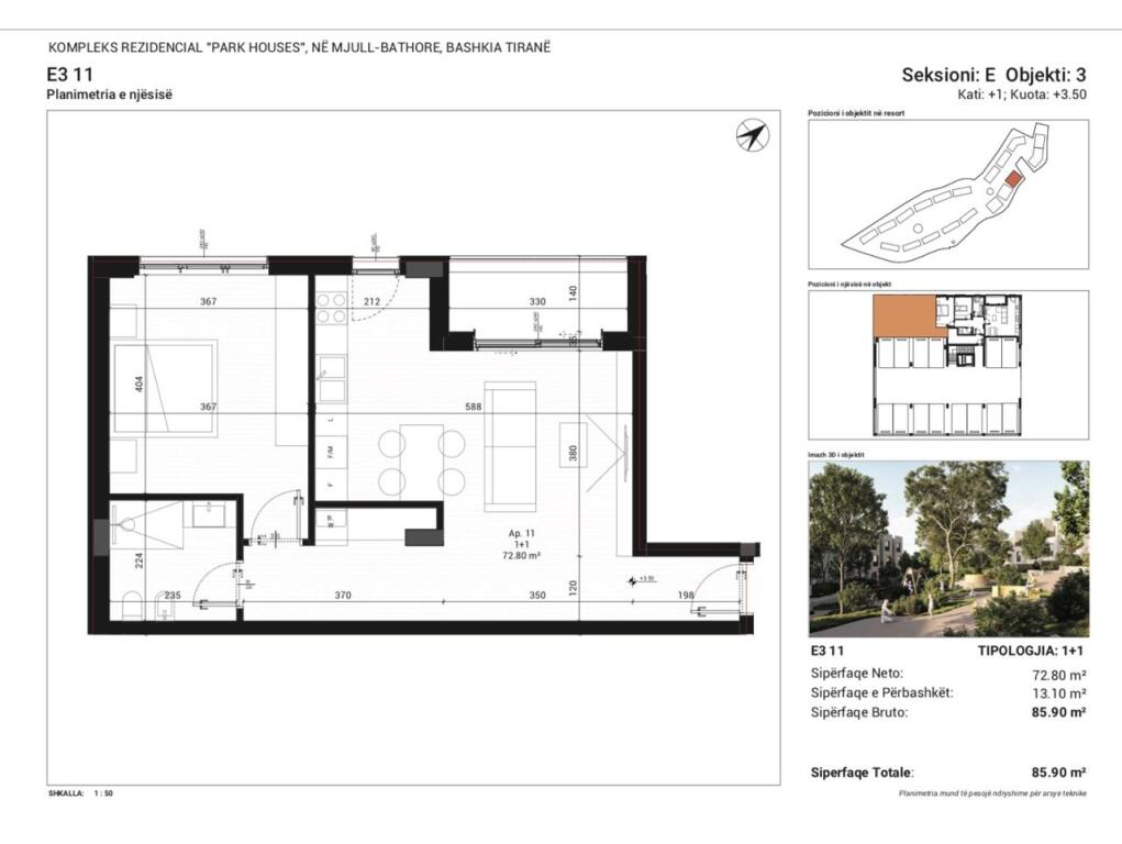 Apartment 1+1 Mjull ,Bathore