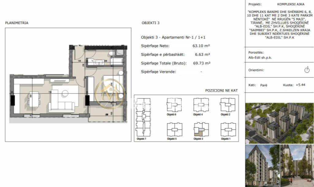 Shitje, Apartament 1+1, Kompleksi Ajka, 104.595 euro