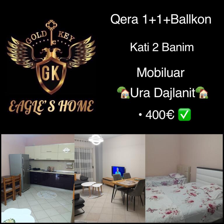 Apartament me Qira  • 1+1 + Ballkon📍Ura Dajlanit Durrës • 400€ neto✅