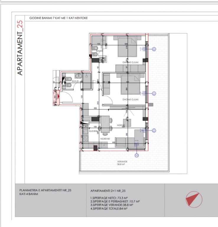 Tirana, appartamento in vendita 2+1+2 2° piano, 103 m² €166.000 (Ali Demi)