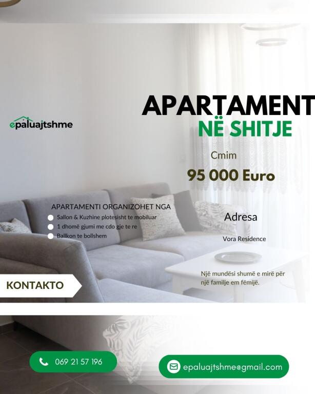 Shitet apartament 1+1 ne Vore