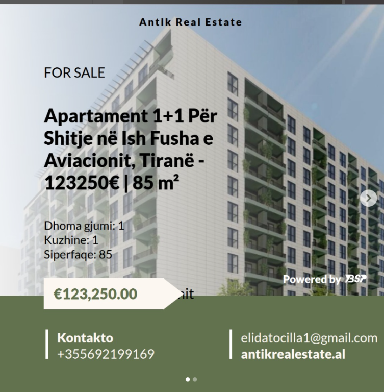 Apartment 1+1 For Sale in Ish Fusha e Aviacionit, Tirana!