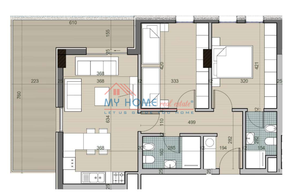 Apartment 2+1 for Sale at Univers City Tirana