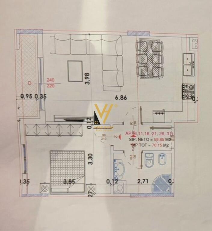 IN VENDITA APPARTAMENTO 1+1 A YZBERISHT, LLANAJ SHPK 105.000 EURO