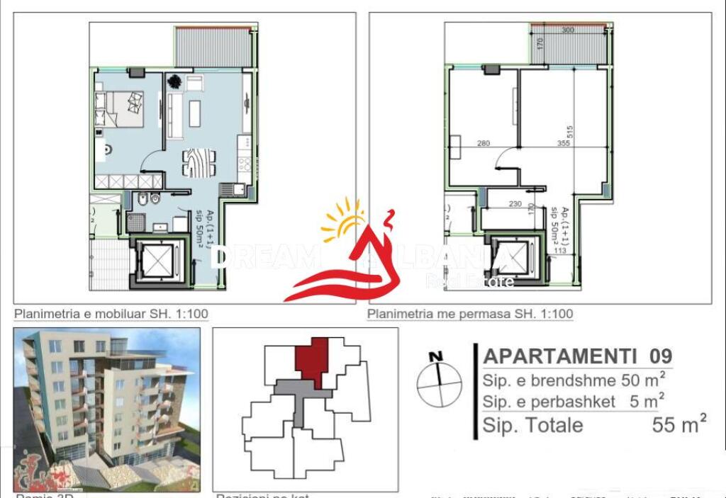 1+1 Apartments for sale in the City near the Port in Saranda (ID 4111618)