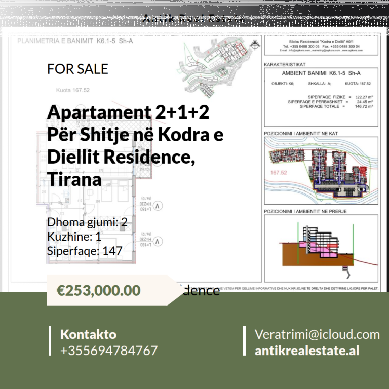 APARTMENT FOR SALE IN KODRA E DIELLIT RESIDENCE