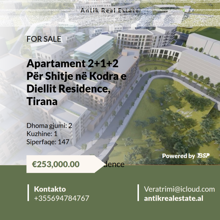 APARTMENT FOR SALE IN KODRA E DIELLIT RESIDENCE