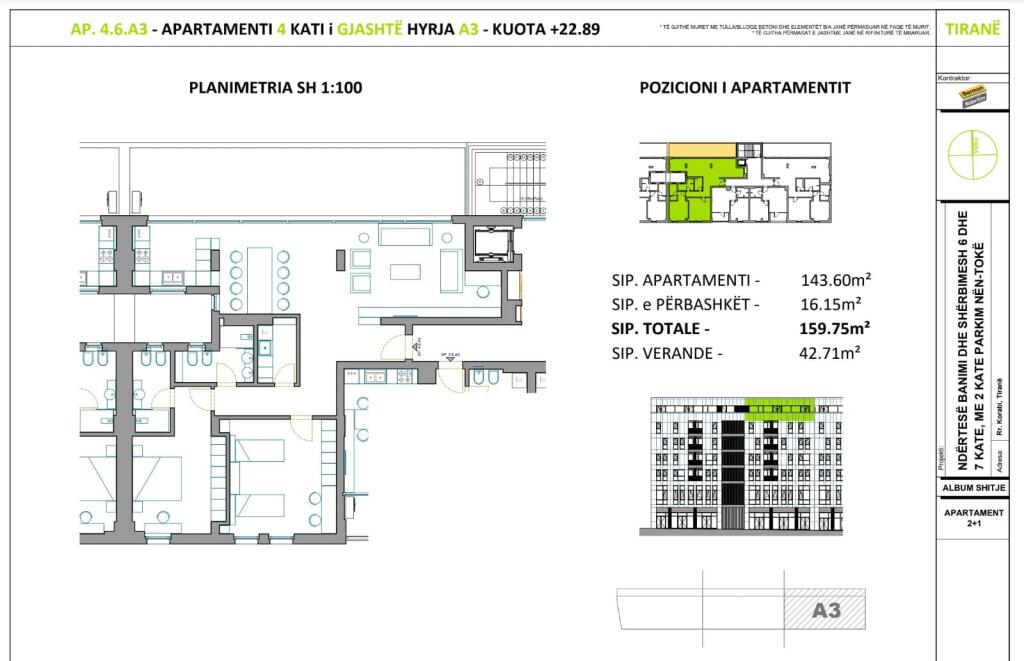 Apartment 3+1+2+ Veranda for Sale, Bermon Residence Building, New Boulevard!