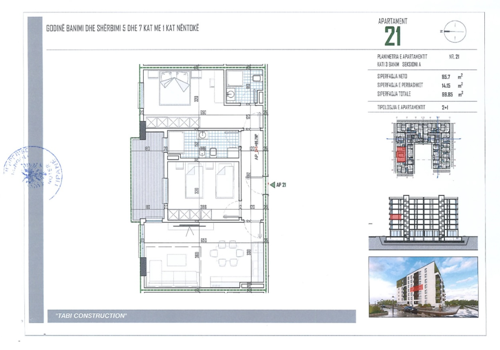 Shitet Apartament 2+1+2, Tabi Construction Paskuqan