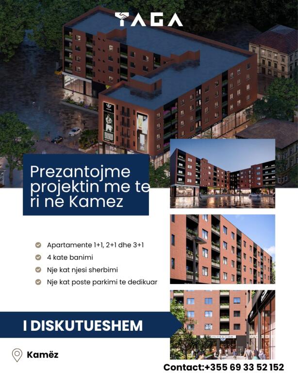 We offer apartments of types 1+1, 2+1, and 3+1 in the newest project in Kamëz.  
