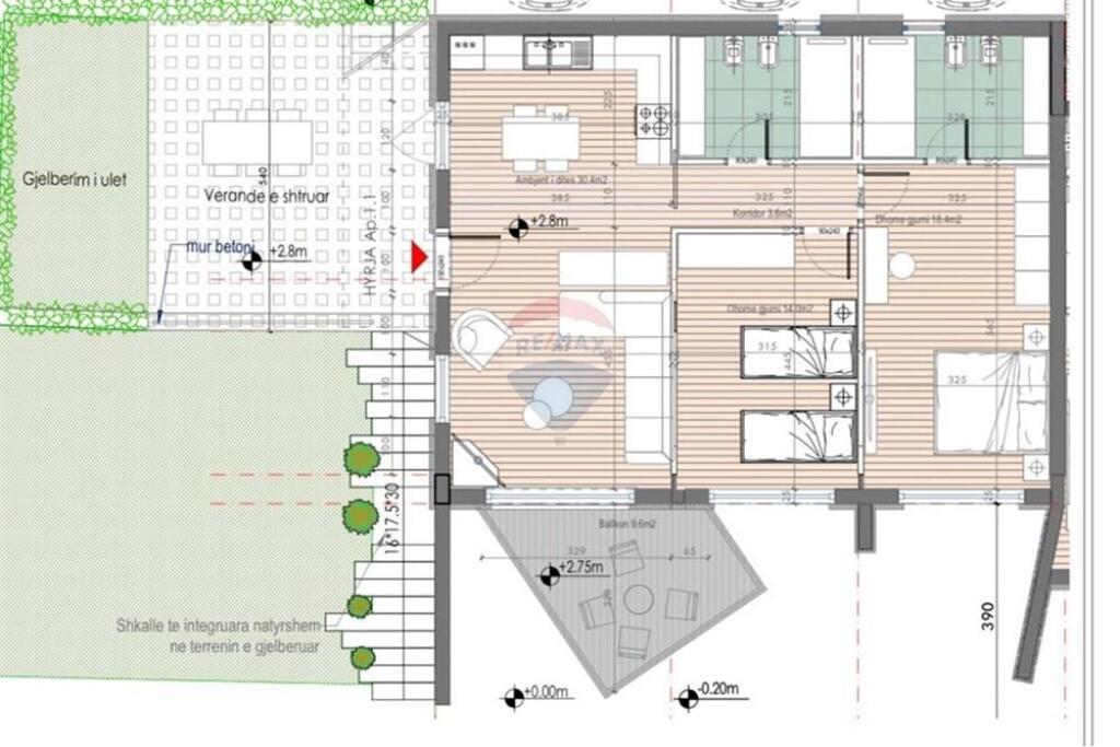 APARTAMENT 2+1+VERANDE+PARKIM, NE DHERMI!