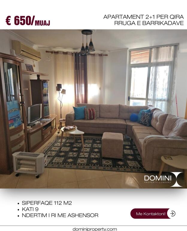 Apartament 2+1 per qira prane rruges Barrikadave