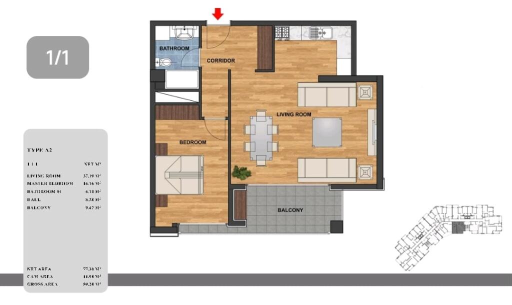 Vendesi Appartamento 1+1+Blk, Lago Secco, 179.000 Euro