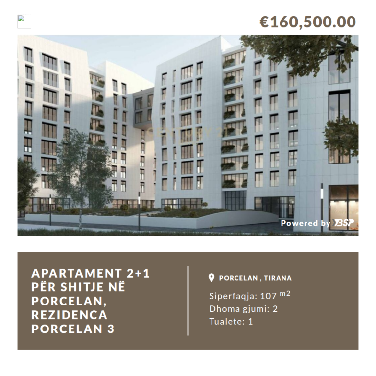 SHITET APARTAMENT NE PORCELAN REZIDENCA PORCELAN 3