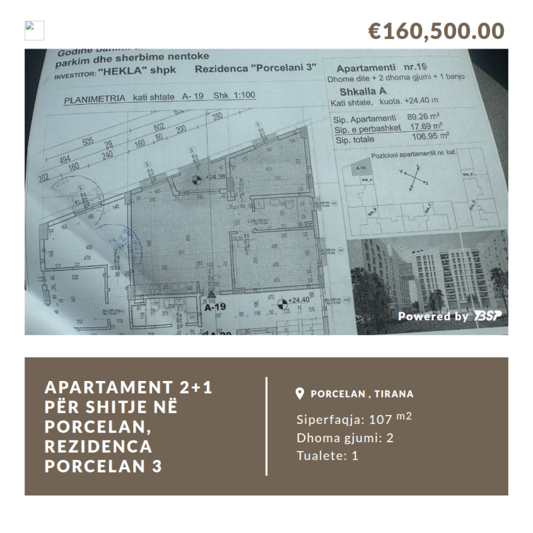 SHITET APARTAMENT NE PORCELAN REZIDENCA PORCELAN 3