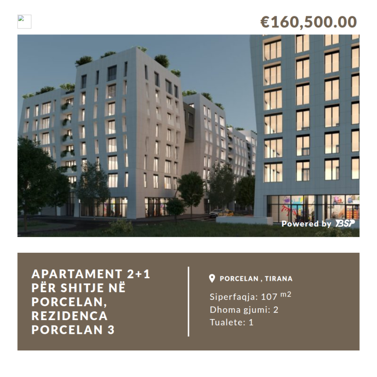 SHITET APARTAMENT NE PORCELAN REZIDENCA PORCELAN 3