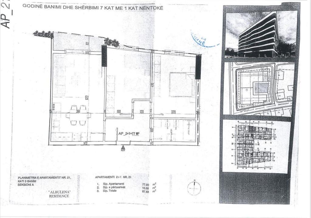 Shitet apartament 2+1 kati 3-te. banimi ne ndertim te Rezidenca Albulena ne Paskuqan