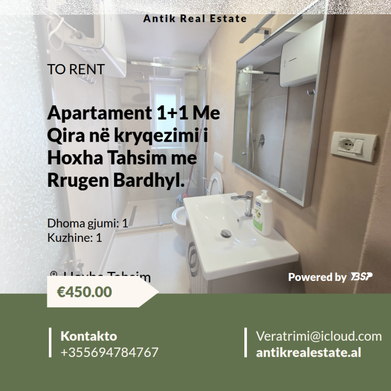 APPARTAMENTO IN AFFITTO 1+1 INCROCIO DI HOXHA TAHSIM E VIA BARDHYL