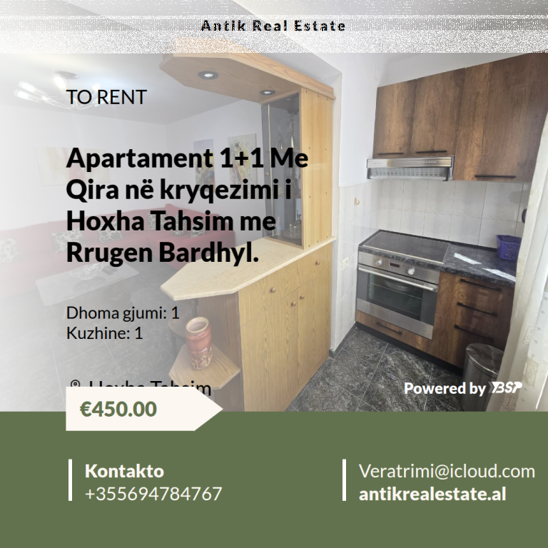 APPARTAMENTO IN AFFITTO 1+1 INCROCIO DI HOXHA TAHSIM E VIA BARDHYL
