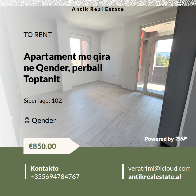 APARTMENT FOR RENT OPPOSITE TOPTANI