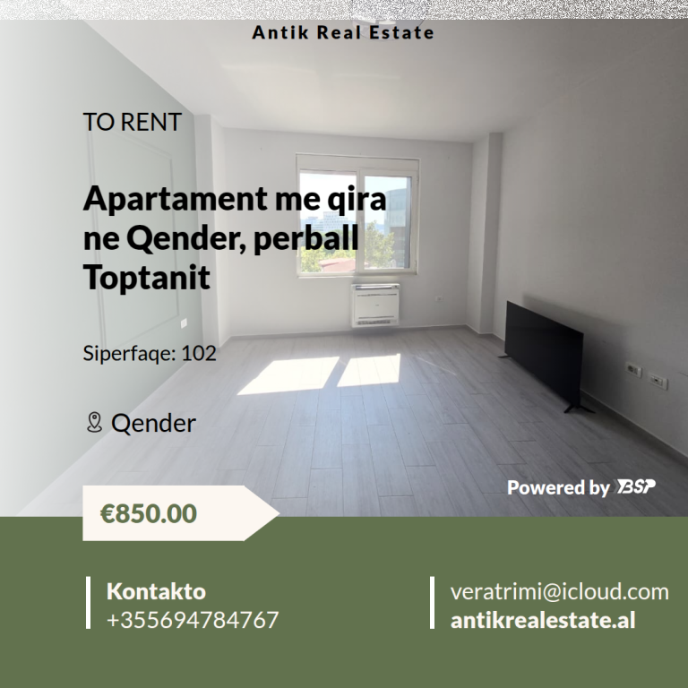 APARTMENT FOR RENT OPPOSITE TOPTANI